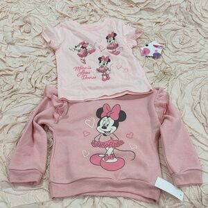 Disney Minnie Mouse Pink Short Sleeve Tee & Sweatshirt